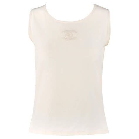 chanel embroidered tank top|chanel blouses tops.